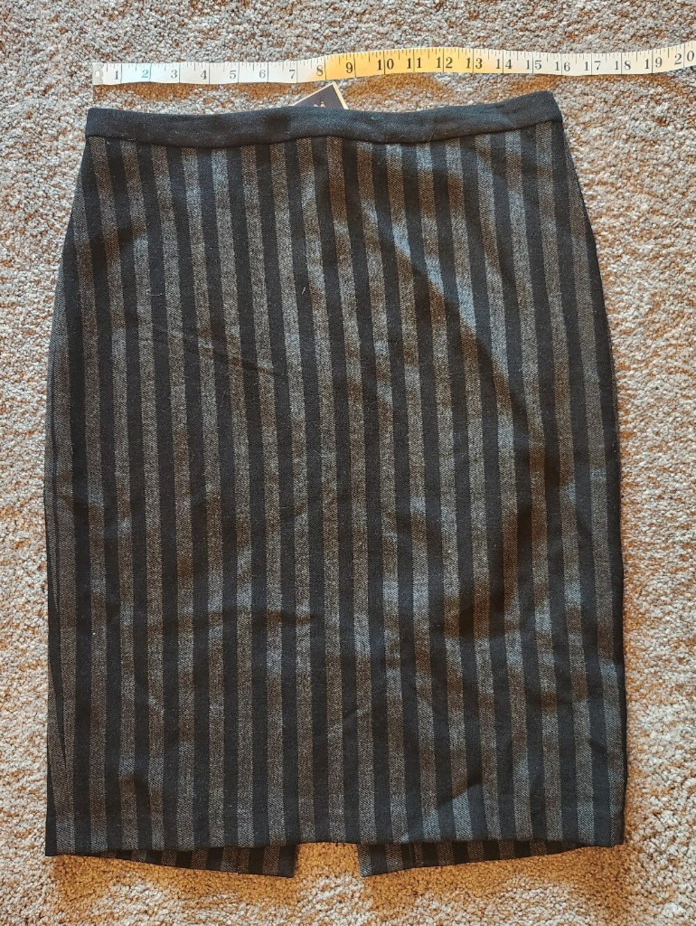 Tahari Black and Gray Striped Pencil Skirt